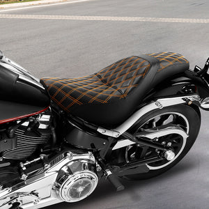 C.C. RIDER Softail Seat Low Rider S ST Orange Diamond Stitching Seat Driver Passenger Seat Low Rider FXLR FXLRS FXLRST 2018-2025