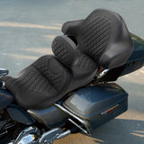 C.C. RIDER Touring Seat Driver Passenger Seat With Backrest For Harley CVO Road Glide Electra Glide Street Glide Road King, Black Blue, 2014-2023