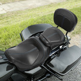 C.C. RIDER Touring Seat Two Piece Low Profile Driver Passenger Seat With Backrest For Road Glide Street Glide Road King, Black Blue, 2009-2023