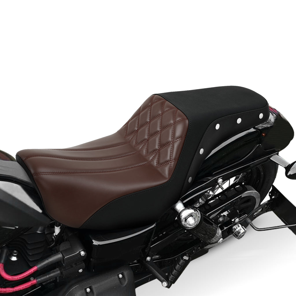 C.C. RIDER Dyna Step Up Seat 2 up Seat For Fat Bob FXD/FXDWG Lattice Stitching Studs Design, 2006-2017