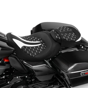 C.C. RIDER Touring Seat Two Piece 2 Up Seat Low Profile Driver Passenger Seat Custom For Road Glide Street Glide Road King, 2009-2023