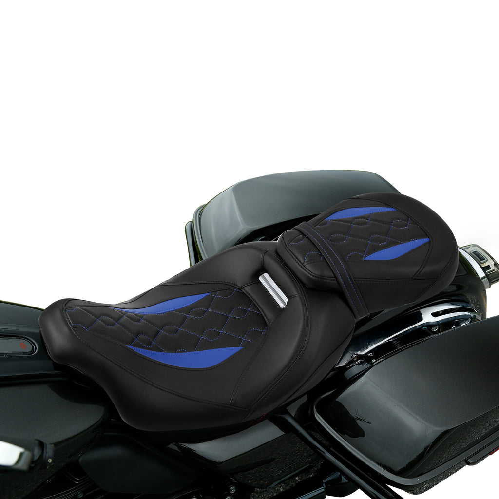 C.C. RIDER Touring Seat Two Piece 2 Up Seat Low Profile Driver Passenger Seat Custom For Road Glide Street Glide Road King, 2009-2023
