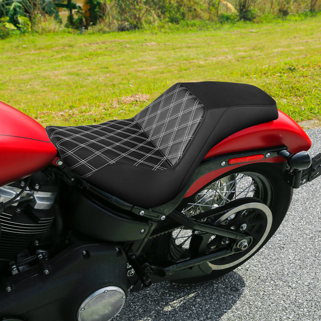 Gel Seat C.C. RIDER Softail Seat 2 up Seat Step Up Lattice Stitching For Softail Standard Street Bob FXBB Standard FXST, 2018-2025