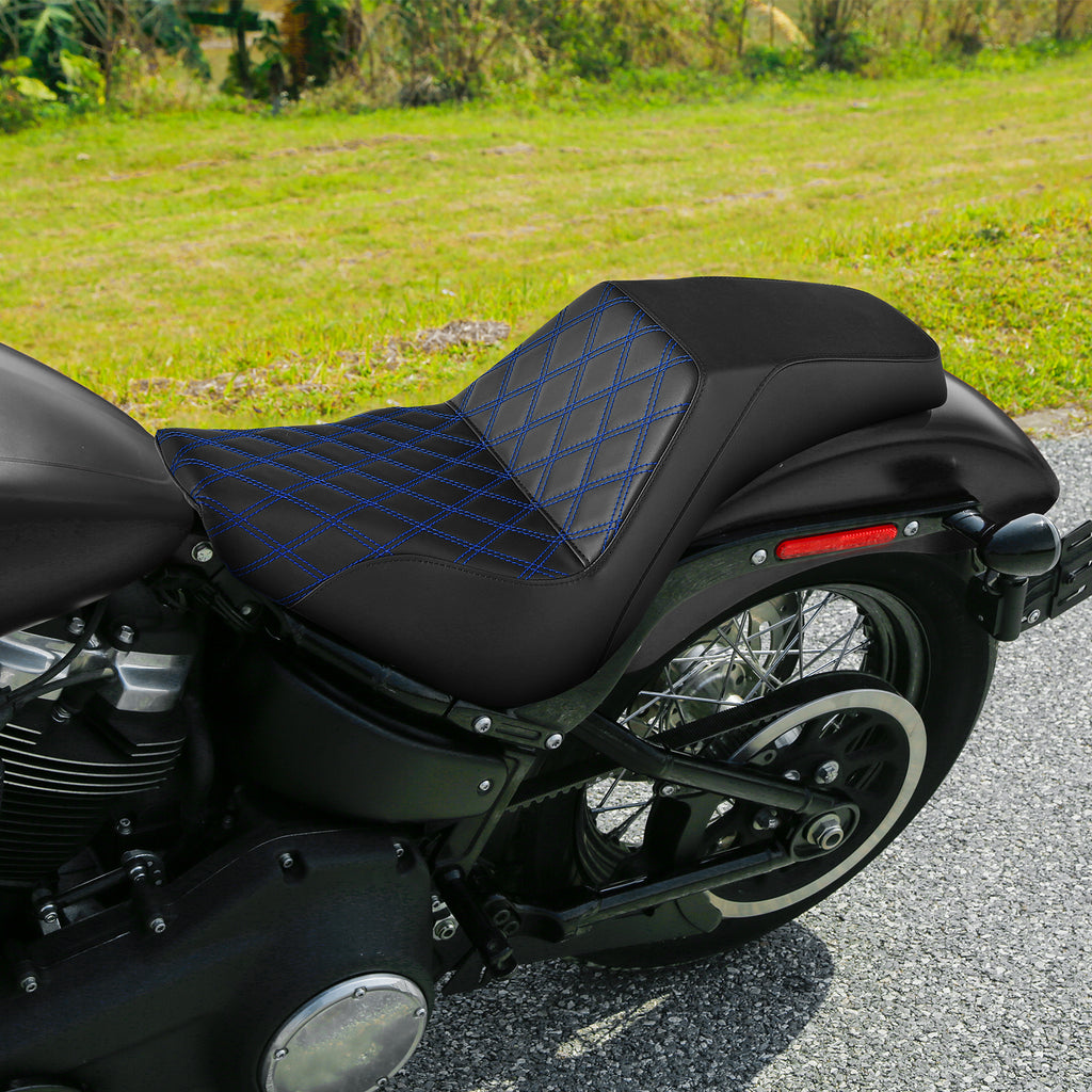 Gel Seat C.C. RIDER Softail Seat 2 up Seat Step Up Lattice Stitching For Softail Standard Street Bob FXBB Standard FXST, 2018-2025