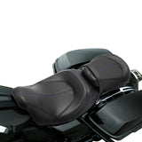 C.C. RIDER Touring Seat Two Piece Low Profile Driver Passenger Seat With Backrest For Road Glide Street Glide Road King, Black Blue, 2009-2023