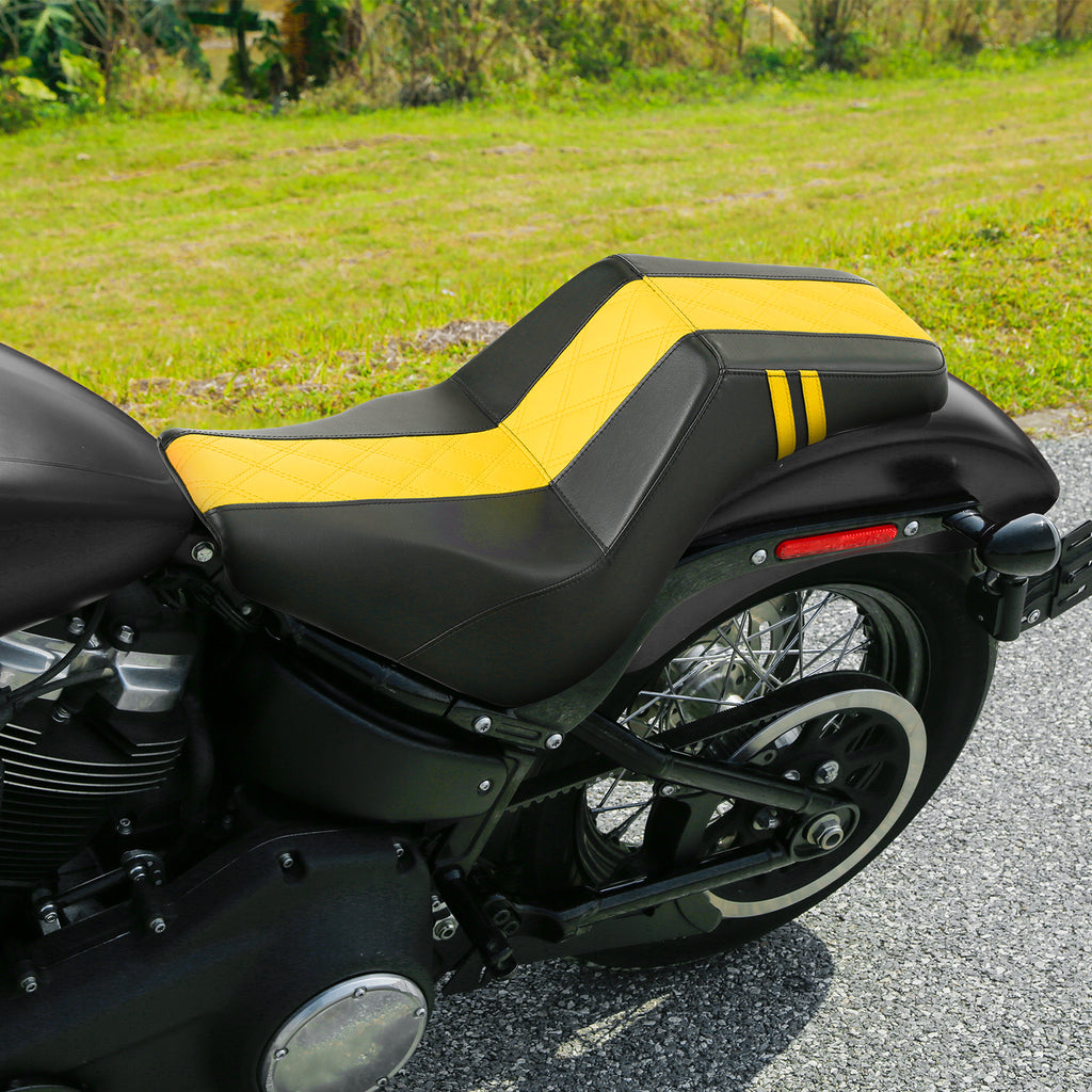 C.C. RIDER Softail Step Up Seat 2 up Seat Lattice Stitching For Softail Standard Street Bob FXBB Standard FXST, 2018-2025