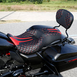 C.C. RIDER Touring Seat Driver Passenger Seat With Backrest For Harley Touring Street Glide Road Glide Electra Glide, Black Red, 2008-2023
