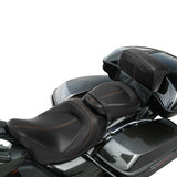 C.C. RIDER Touring Seat Two Piece Low Profile Driver Passenger Seat With Backrest For Road Glide Street Glide Road King, Black Orange, 2009-2023