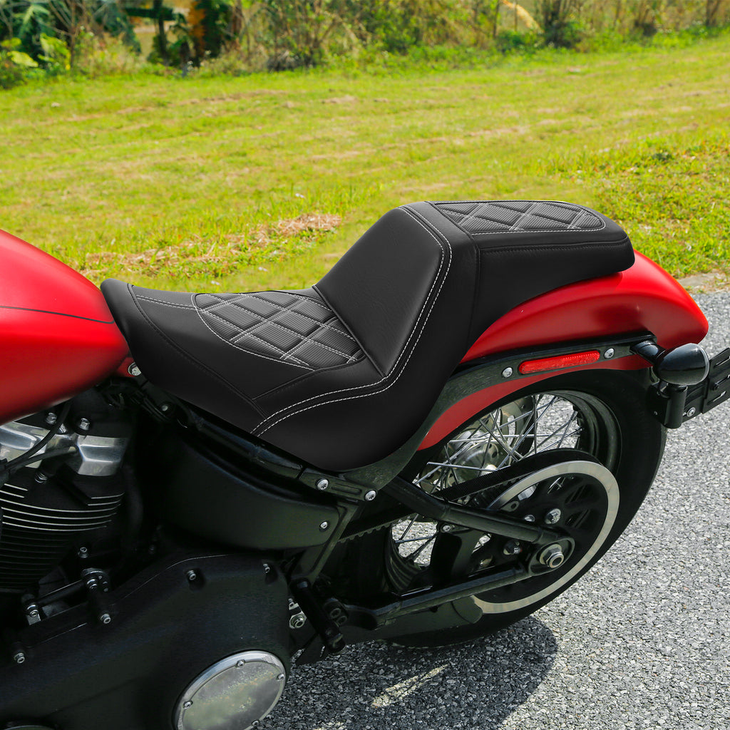 C.C. RIDER Softail Step Up Seat 2 Up Seat Diamond Stitching For Softail Street Bob FXBB Standard FXST Models 2018-2025