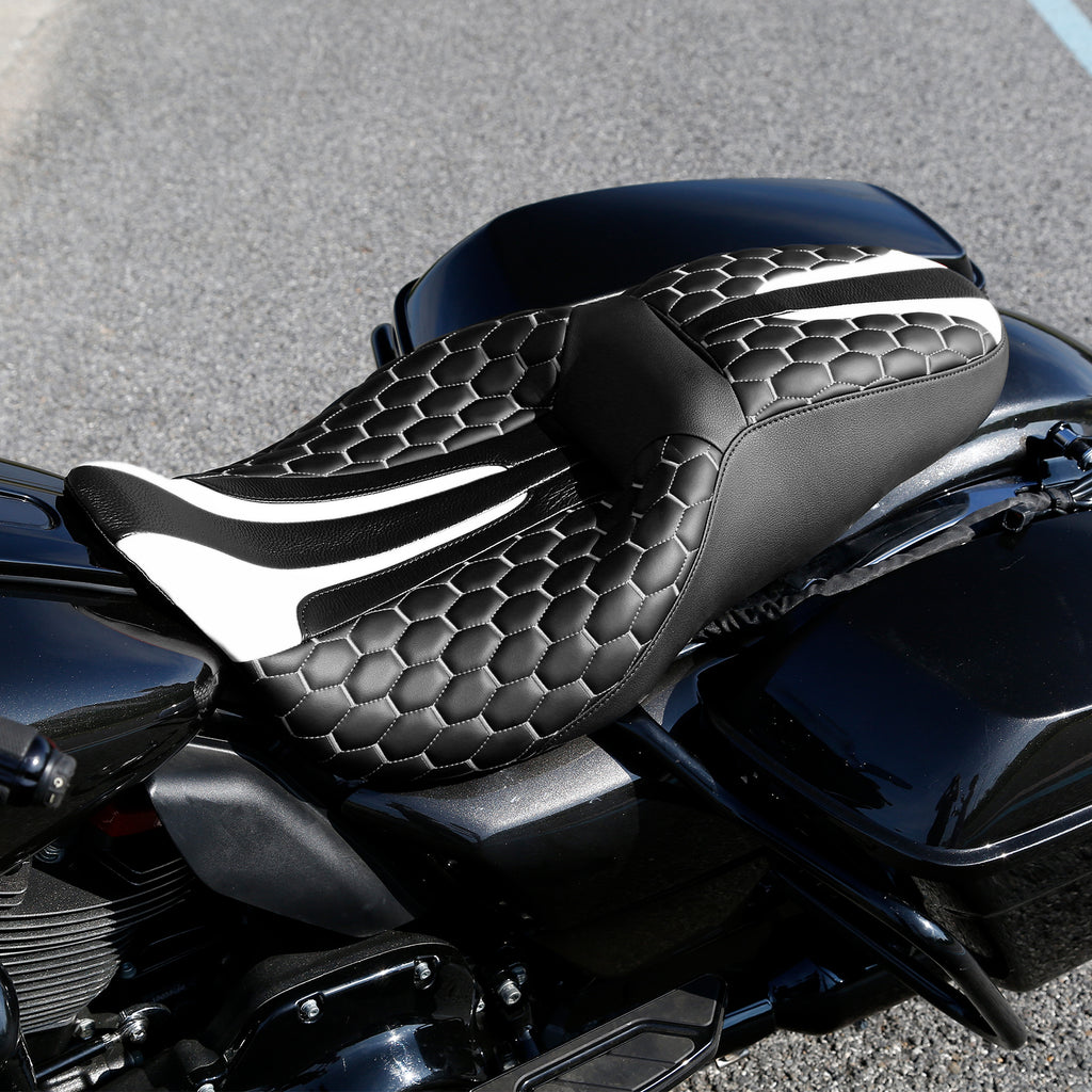 C.C. RIDER Touring Seat 2 up Seat Driver Passenger Seat For Harley Touring Street Glide Road Glide Electra Glide, 2008-2023