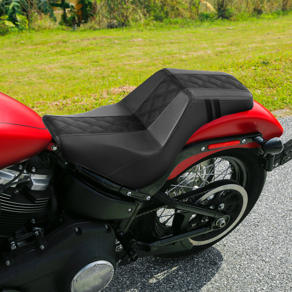 C.C. RIDER Softail Step Up Seat 2 up Seat Lattice Stitching For Softail Standard Street Bob FXBB Standard FXST, 2018-2025