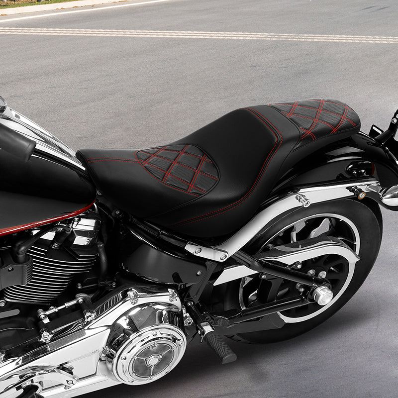 C.C. RIDER Softail Seat Low Rider S St Red Diamond Stitching Seat Driver Passenger Seat Low Rider FXLR FXLRS FXLRST 2018-2025