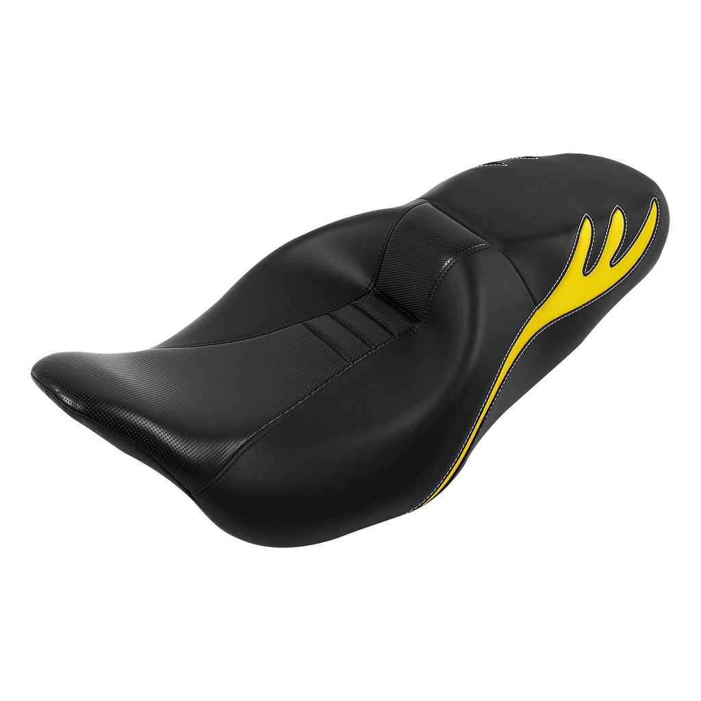 C.C. RIDER Touring Seat 2 up Seat Driver Passenger Seat Flames Pattern For Harley Touring Street Glide Road Glide Electra Glide, 2008-2023