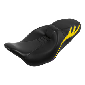 C.C. RIDER Touring Seat 2 up Seat Driver Passenger Seat Flames Pattern For Harley Touring Street Glide Road Glide Electra Glide, 2008-2023