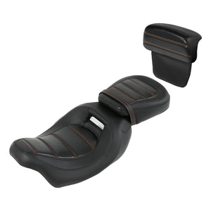 C.C. RIDER Touring Seat Two Piece 2 Up Seat Low Profile Driver Passenger Seat With Backrest For Road Glide Street Glide Road King, 2009-2023