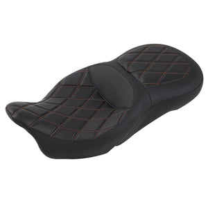 C.C. RIDER Touring Seat 2 Up Seat Driver Passenger Seat Double Roll For Harley CVO Road Glide Electra Glide Street Glide Road King, 2009-2023