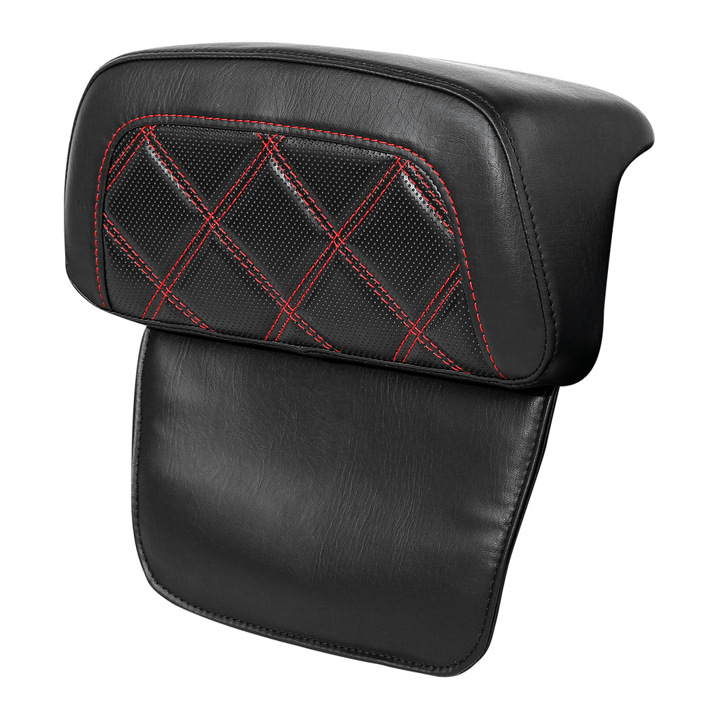 C.C. RIDER Touring Seat Two Piece Low Profile Driver Passenger Seat With Backrest For Road Glide Street Glide Road King, Black Red, 2009-2023