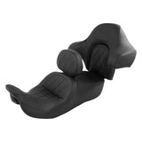C.C. RIDER Touring Seat Driver Passenger Seat With Backrest For Harley CVO Road Glide Electra Glide Street Glide Road King, Black, 2014-2023