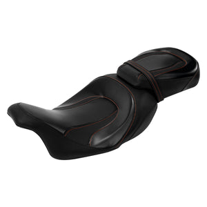 C.C. RIDER Touring Seat Two Piece 2 Up Seat Low Profile Driver Passenger Seat Classic Comfort For Road Glide Street Glide Road King, 2009-2023