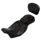 C.C. RIDER Touring Seat Two Piece Low Profile Driver Passenger Seat With Backrest For Road Glide Street Glide Road King, Black Orange, 2009-2023