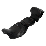 C.C. RIDER Touring Seat Two Piece Low Profile Driver Passenger Seat With Backrest For Road Glide Street Glide Road King, Black Orange, 2009-2023