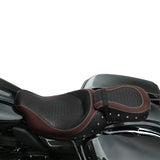 C.C. RIDER Touring Seat 2 Up Seat Low Profile Driver Passenger Seat Chrome Studded For Road Glide Street Glide Road King, 2009-2023