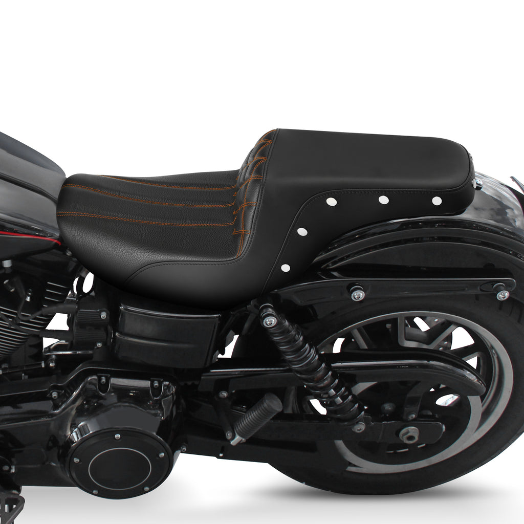 C.C. RIDER Dyna Step Up Seat 2 up Seat For Fat Bob FXD/FXDWG Lattice Stitching Studs Design, 2006-2017
