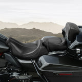 C.C. RIDER Touring Seat Two Piece Low Profile Driver Passenger Seat With Backrest For Road Glide Street Glide Road King, Black White, 2009-2024