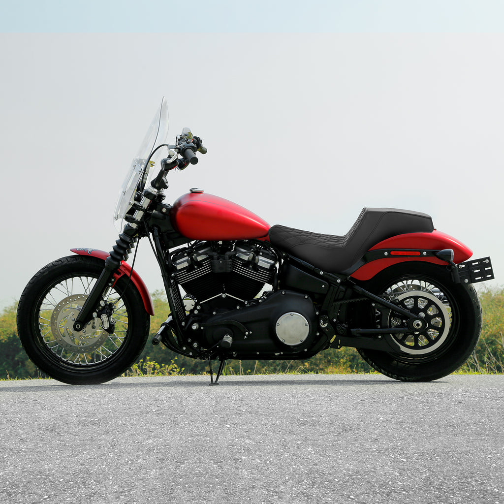 Gel Seat C.C. RIDER Softail Seat 2 up Seat Step Up Lattice Stitching For Softail Standard Street Bob FXBB Standard FXST, 2018-2025
