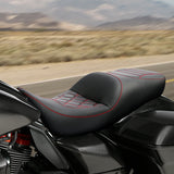 C.C. RIDER Touring Seat Driver Passenger Seat 2 Up Seat Red Double Lattice Stitch For FL Touring Road King Electra Glide Road Glide, 2009-2023