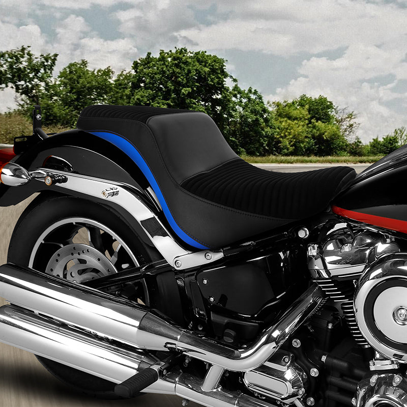 C.C. RIDER Softail Seat Low Rider S ST Blue Trimming Alcantara Seat Driver Passenger Seat Low Rider FXLR FXLRS FXLRST 2018-2025