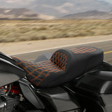 C.C. RIDER Touring Seat Driver Passenger Seat 2 Up Seat Lattice Stitch For FL Touring Road King Electra Glide Road Glide, 2009-2024