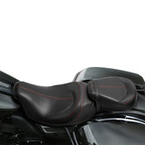C.C. RIDER Touring Seat Two Piece Low Profile Driver Passenger Seat With Backrest For Road Glide Street Glide Road King, Black Red, 2009-2023