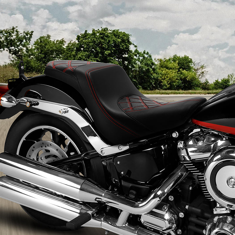 C.C. RIDER Softail Seat Low Rider S St Red Diamond Stitching Seat Driver Passenger Seat Low Rider FXLR FXLRS FXLRST 2018-2025