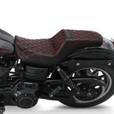 C.C. RIDER Dyna Step Up Seat 2 up Seat Diamond Stitching For Dyna Low Rider Fat Bob FXD/FXDWG, 2006-2017