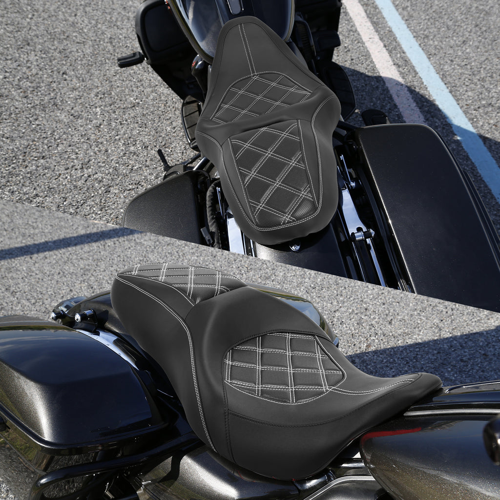 C.C. RIDER Touring Seat 2 up Seat Driver Passenger Seat Aztec For Harley Touring Street Glide Road Glide Electra Glide, 2008-2023