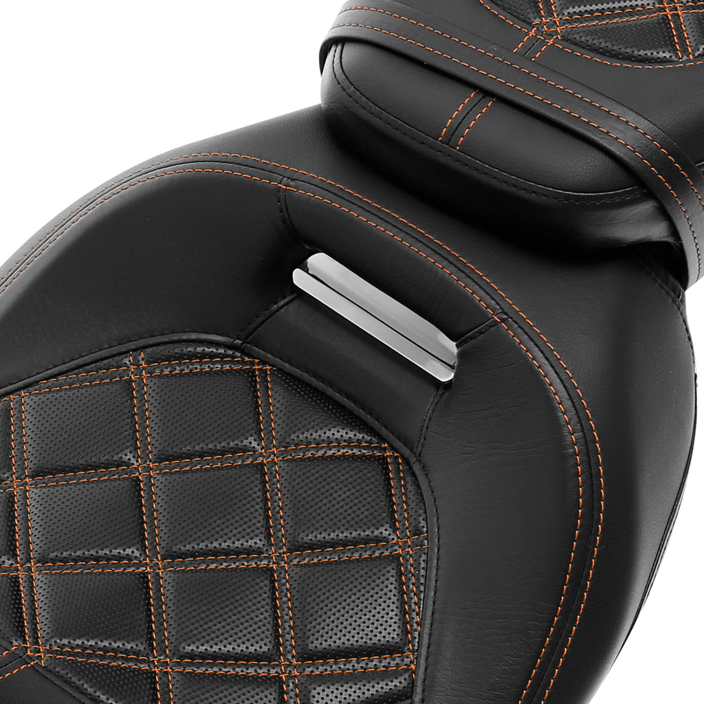 Gel Seat C.C. RIDER Touring Seat Two Piece 2 Up Seat Low Profile Driver Passenger Seat Octane For Road Glide Street Glide Road King, 2009-2023