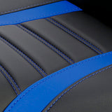 C.C. RIDER Touring Seat Driver Passenger Seat 2 Up Seat Alcantara Blue Trimming For FL Touring Road King Electra Glide Road Glide, 2009-2023