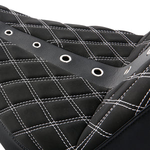 C.C. RIDER Softail Step Up Seat 2 up Seat Alcantara Lattice Stitching For Softail Standard Street Bob FXBB Standard FXST, 2018-2025