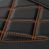 C.C. RIDER Harley Sportster Seat Café Racer Orange Diamond Stitching Seat Bobber Seat For Sportster Iron 883 Iron1200 XL883 XL1200, 2010-2023