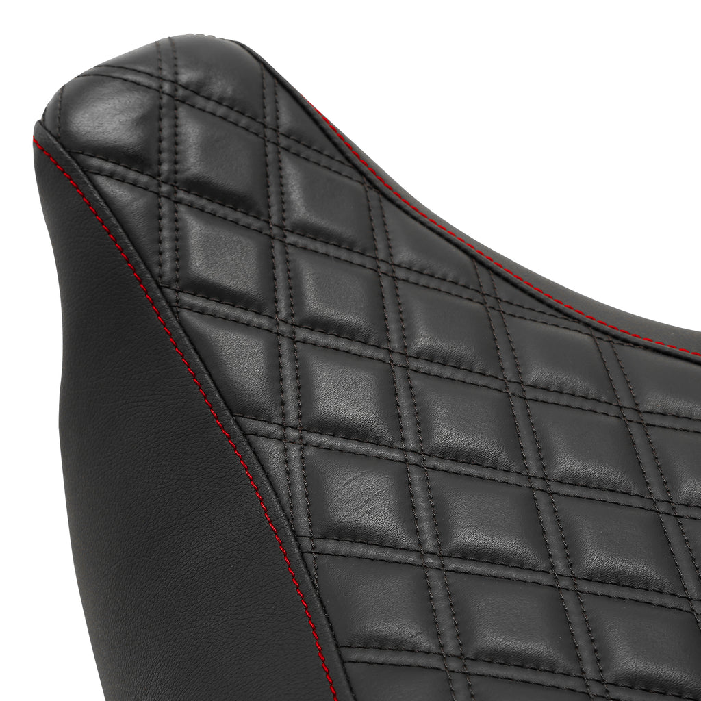 C.C. RIDER Touring Seat Driver Passenger Seat 2 Up Seat Black Red Lattice Stitching For FL Touring Road King Electra Glide Road Glide, 2009-2023