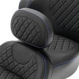 C.C. RIDER Touring Seat Driver Passenger Seat With Backrest For Harley CVO Road Glide Electra Glide Street Glide Road King, Black Blue, 2014-2023