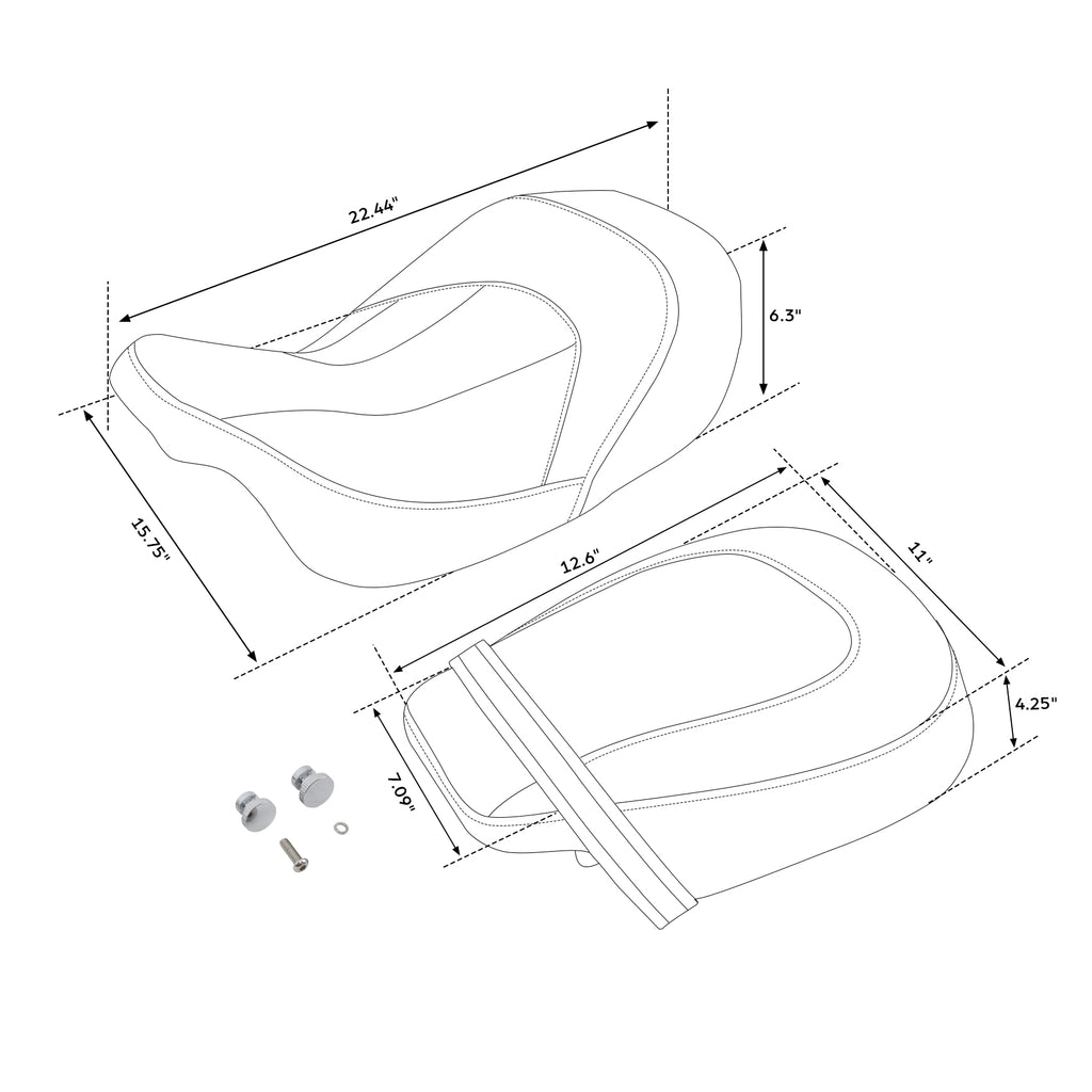 Gel Seat C.C. RIDER Touring Seat Low Profile Driver Passenger Seat For Road Glide Street Glide Road King, 2009-2023