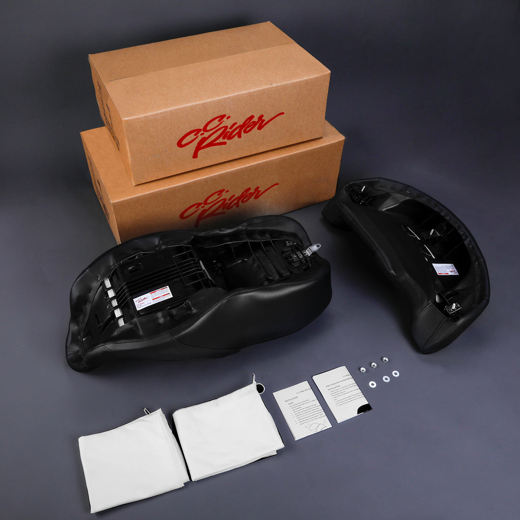 C.C. RIDER Touring Seat Driver Passenger Seat With Backrest For Harley CVO Road Glide Electra Glide Street Glide Road King, Black, 2014-2023