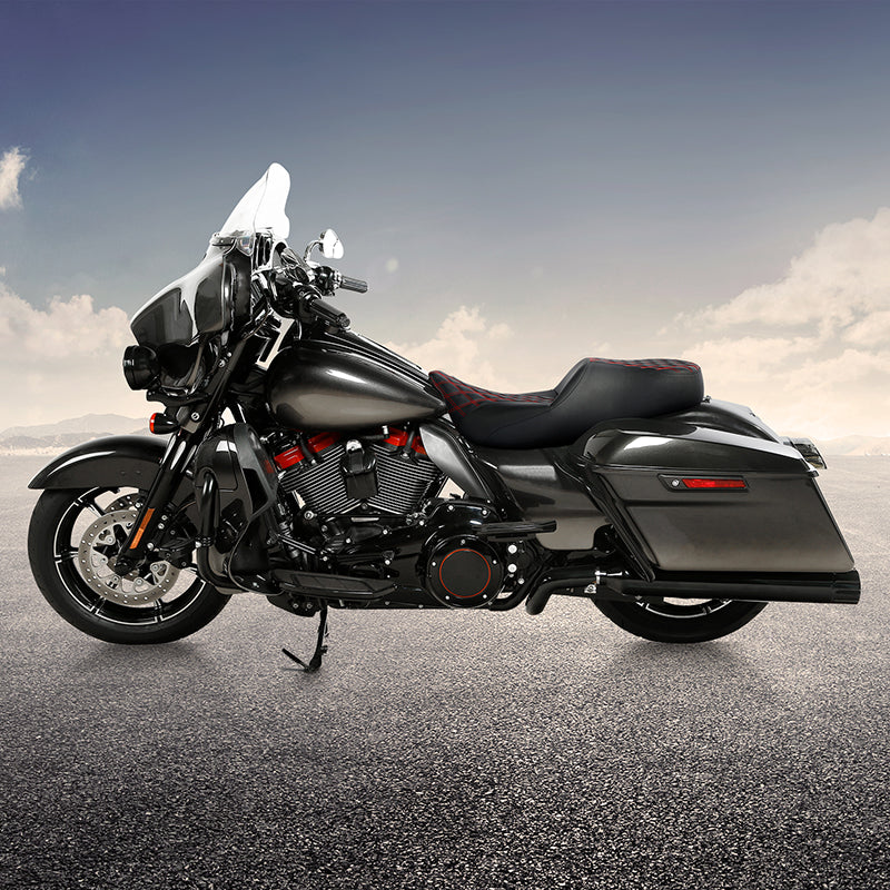 C.C. RIDER Touring Seat Driver Passenger Seat 2 Up Seat Lattice Stitch For FL Touring Road King Electra Glide Road Glide, 2009-2023