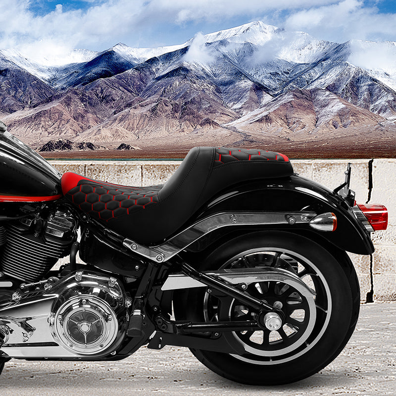 C.C. RIDER Softail Seat Low Rider S St Red Racing Style Seat Driver Passenger Seat Low Rider FXLR FXLRS FXLRST 2018-2025
