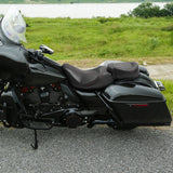 C.C. RIDER Touring Seat Two Piece Low Profile Driver Passenger Seat With Backrest For Road Glide Street Glide Road King, Black Red, 2009-2023