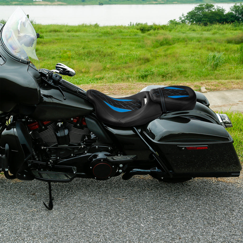 Gel Seat C.C. RIDER Touring Seat Low Profile Driver Passenger Seat For Road Glide Street Glide Road King, 2009-2023