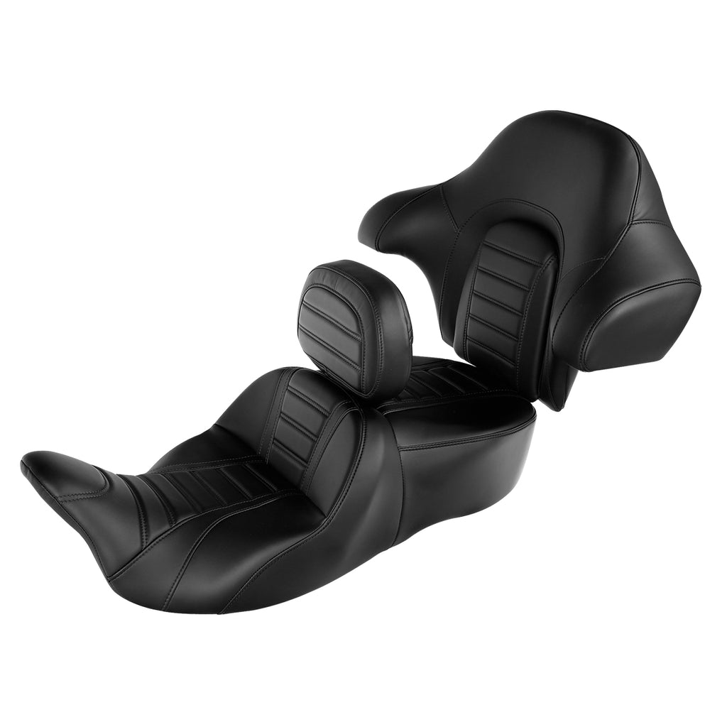 C.C. RIDER Rider Backrest 2 Up Seat Driver Backrest Pad Rally For Harley Touring CVO Street Glide Road Glide Electra Glide Road King, 1988-2025