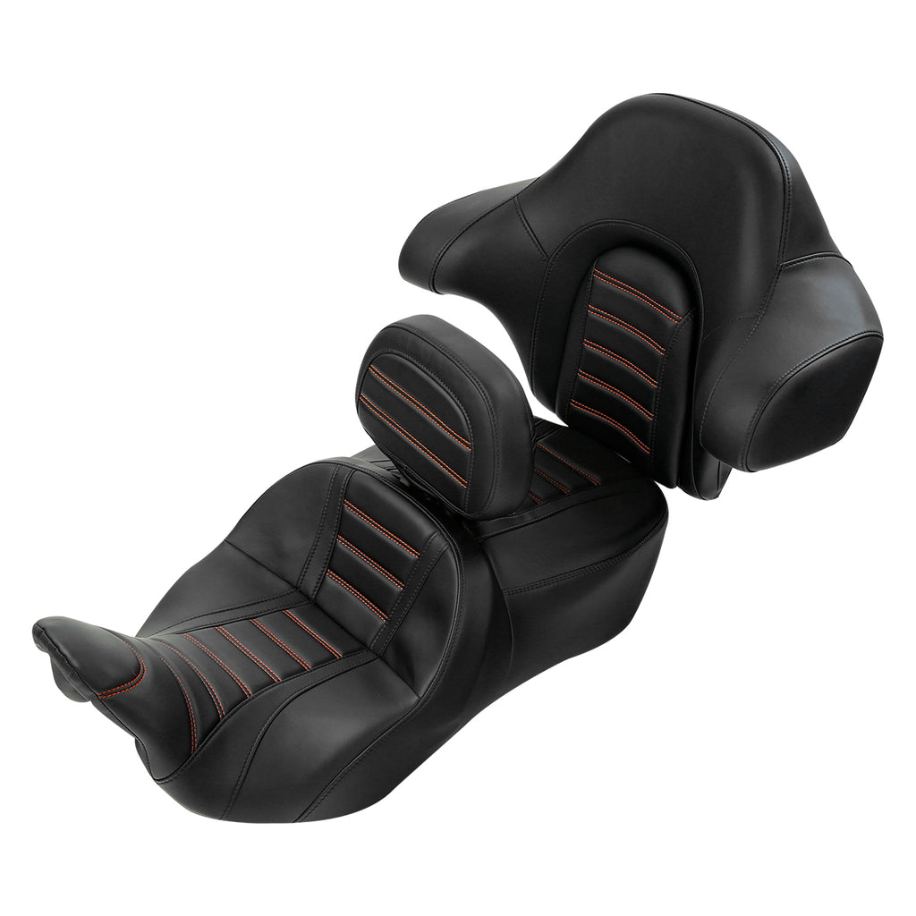 C.C. RIDER Rider Backrest 2 Up Seat Driver Backrest Pad Rally For Harley Touring CVO Street Glide Road Glide Electra Glide Road King, 1988-2025